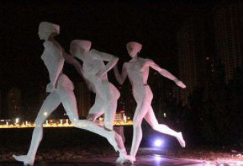 东营优雅靓丽的女性不锈钢跑步雕塑
