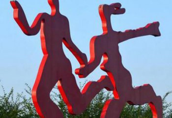 东营中领雕塑-多彩情侣跑步雕塑