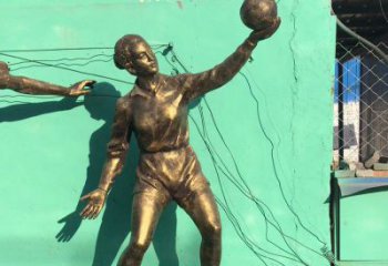 东营中领雕塑：学生运动的赞美——精美铜雕学生人物排球雕塑
