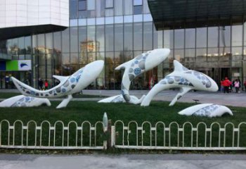 东营城市绿地观赏海豚雕塑