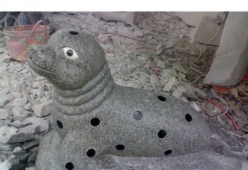 东营华丽雕塑，海洋动物小海豹石雕
