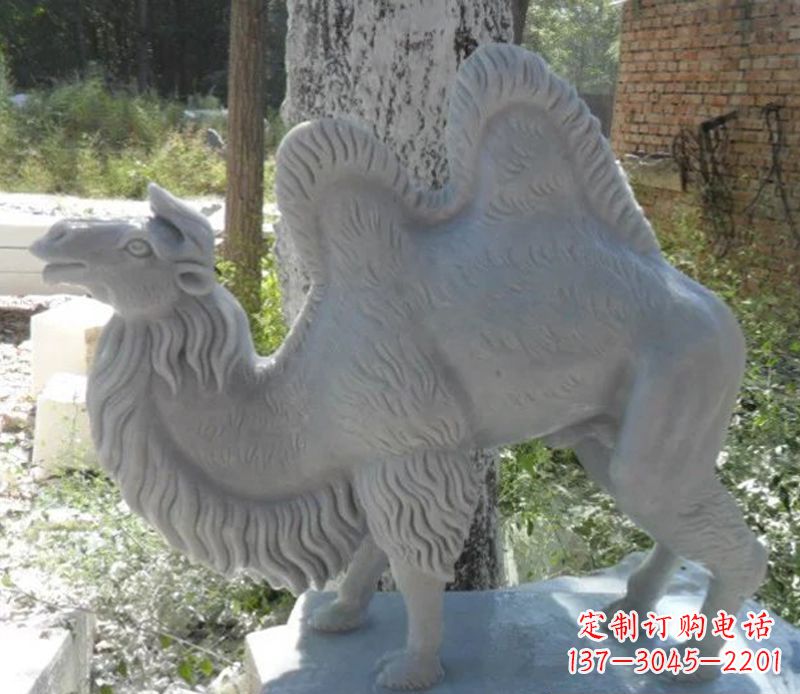 东营汉白玉骆驼雕,融入古朴奢华