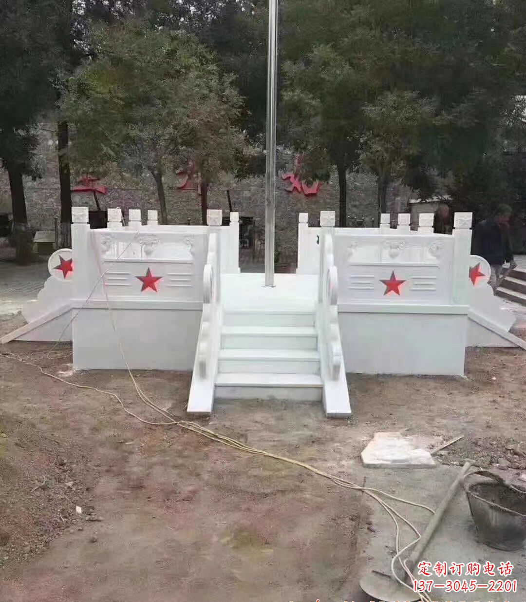 东营高贵典雅的汉白玉升旗台石雕