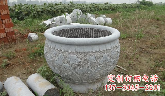 东营荷花花盆公园景观石雕，千般美妙一览无余