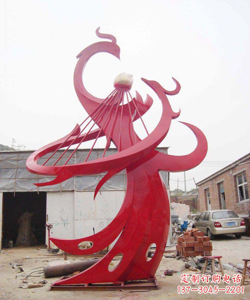 东营户外不锈钢抽象凤凰雕塑
