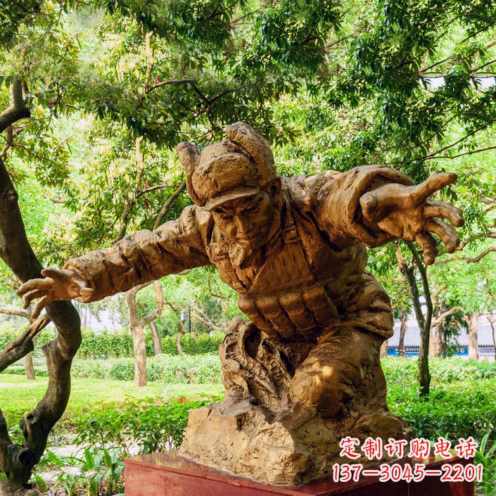 东营黄继光铜雕半身像-公园名人著名抗战英雄人物雕像