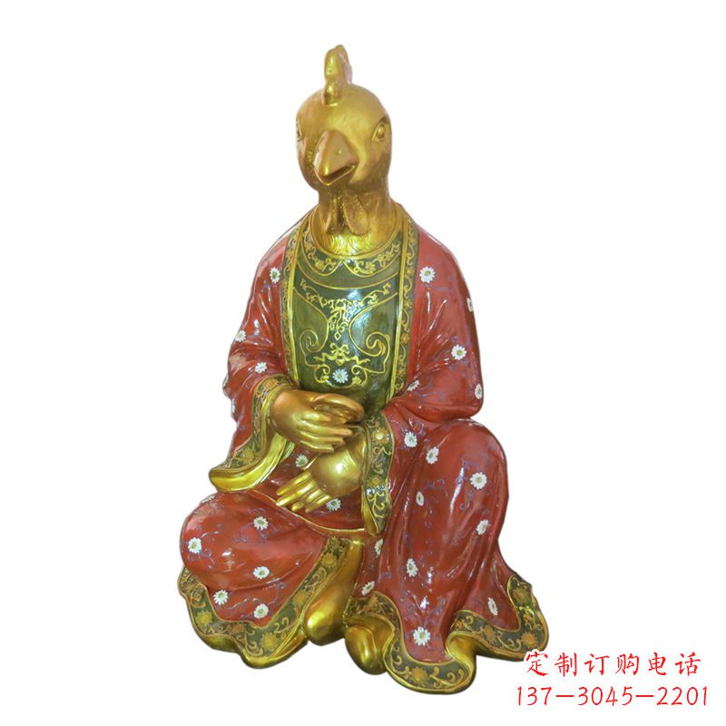 东营鸡-玻璃钢彩绘生肖雕塑