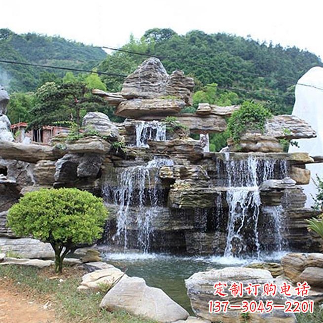 东营领雕塑让您的景区更精彩——奇石流水假山雕塑