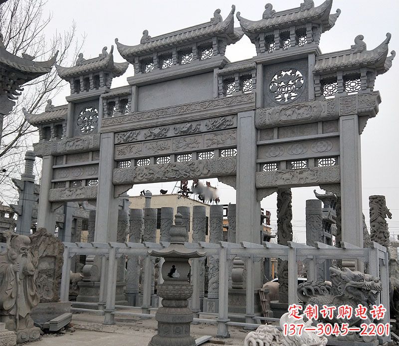 东营京中领雕塑:牌坊石雕定制