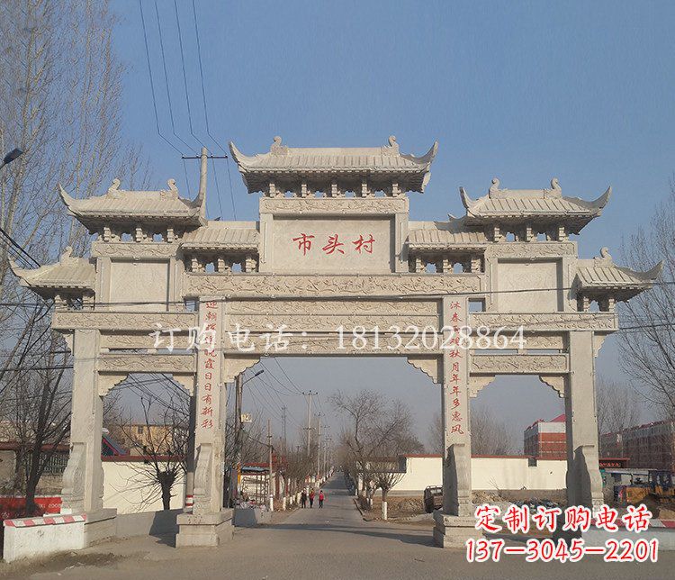 东营景区三门七楼石雕牌坊——精美绝伦的牌坊雕塑