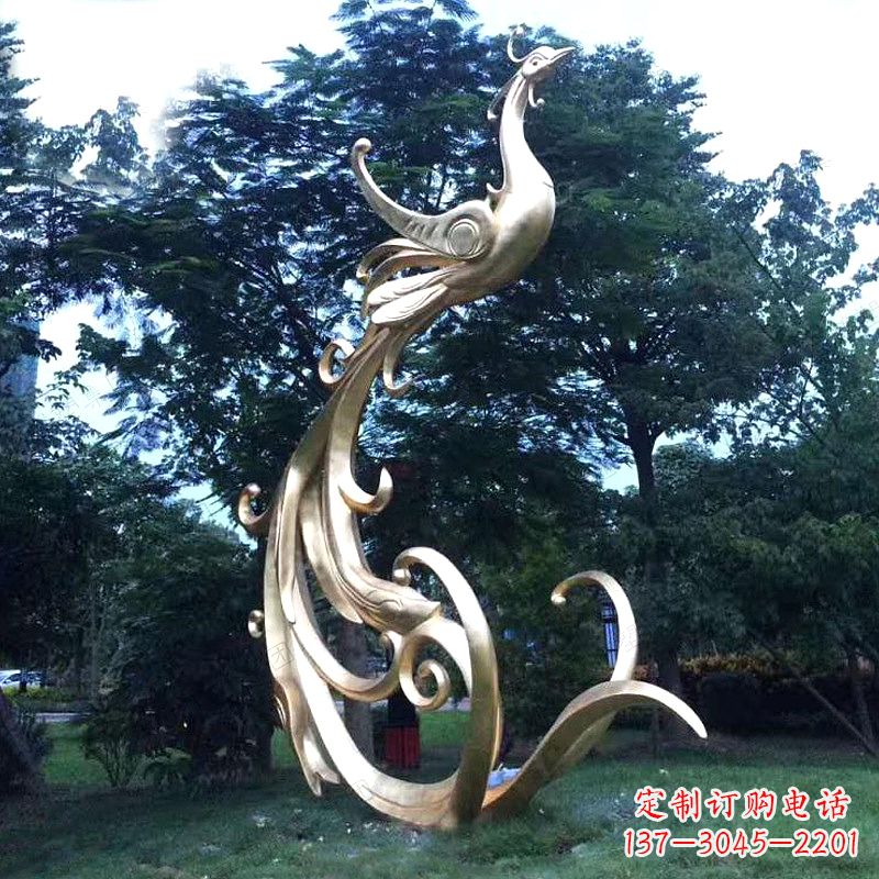 东营精美镜面不锈钢凤凰雕塑