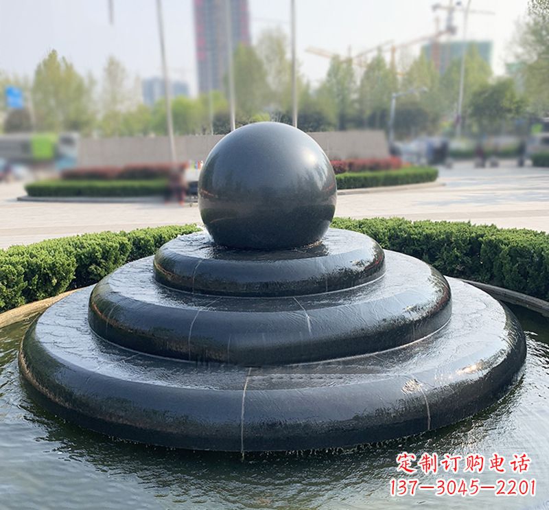 东营临沂石雕风水球喷泉,雕塑定制专属于您