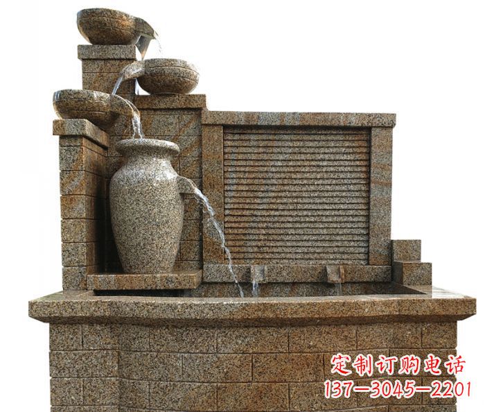 东营流水罐子水槽庭院流水摆件石雕 (2)
