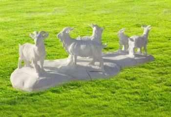 东营中领雕塑：精致汉白玉公园动物山羊雕塑