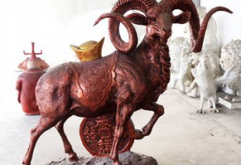东营红阳开泰精美的缅甸铜山羊雕塑