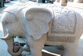 东营花岗岩元宝大象石雕，雕刻古典且充满质感