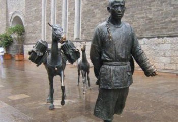 东营中领雕塑专业定制古代人物小品毛驴铜雕