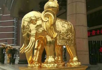 东营鎏金大门大象铜雕，招财辟邪吉祥动物雕塑