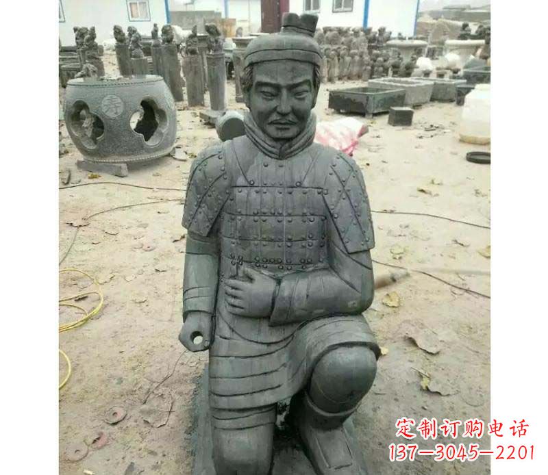 东营青石仿古兵马俑雕塑，精巧细腻