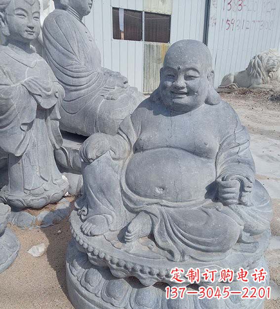 东营青石仿古弥勒佛雕塑