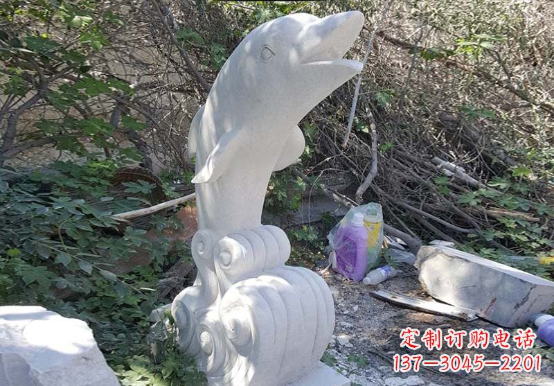 东营石雕海豚海浪