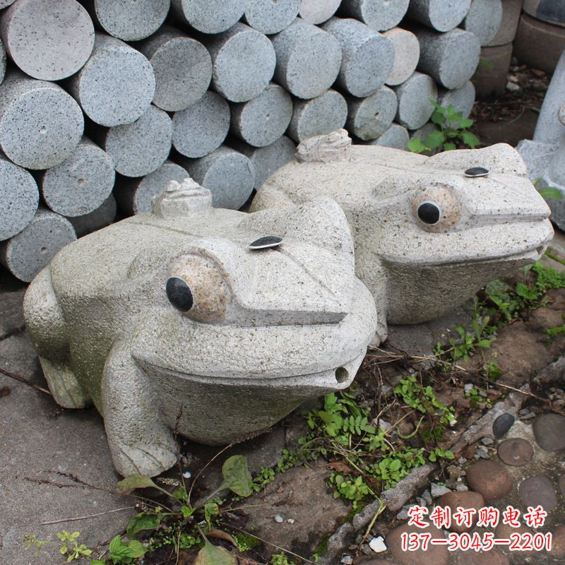 东营石雕青蛙喷水雕塑