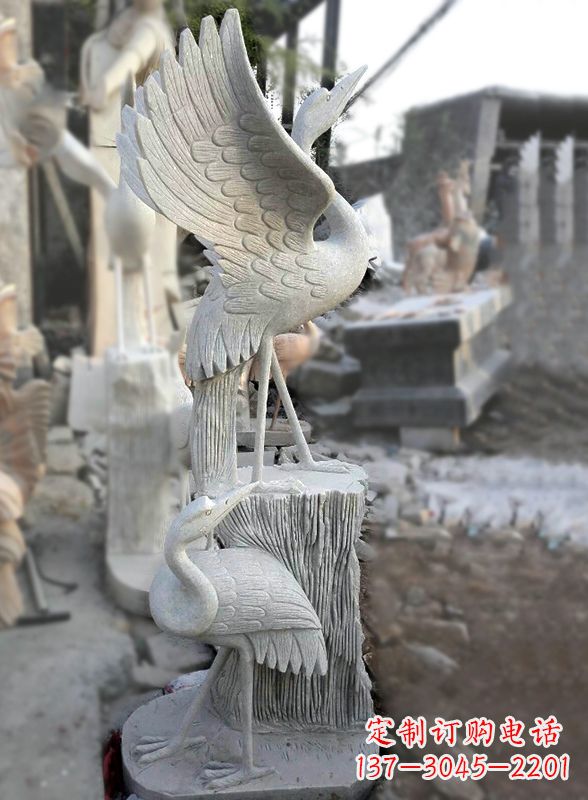 东营石雕仙鹤景观摆件