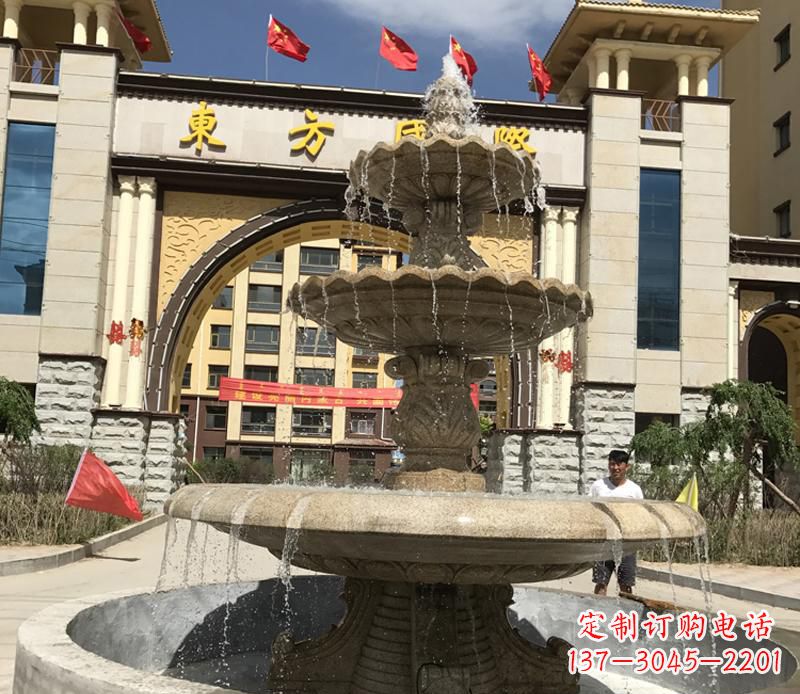 东营石雕小区大型喷泉雕塑