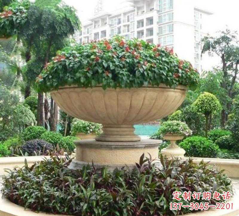 东营石雕小区花盆