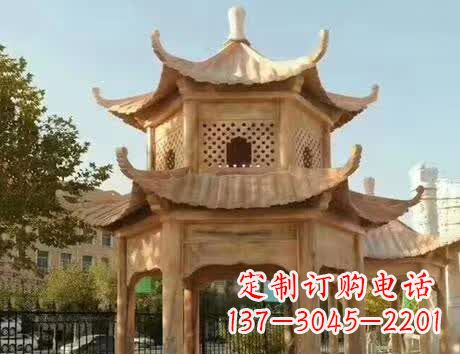 东营石雕小区景观双层凉亭
