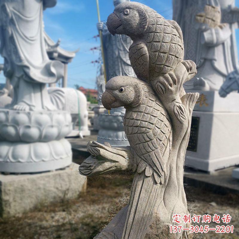 东营石雕鹦鹉景观雕塑摆件
