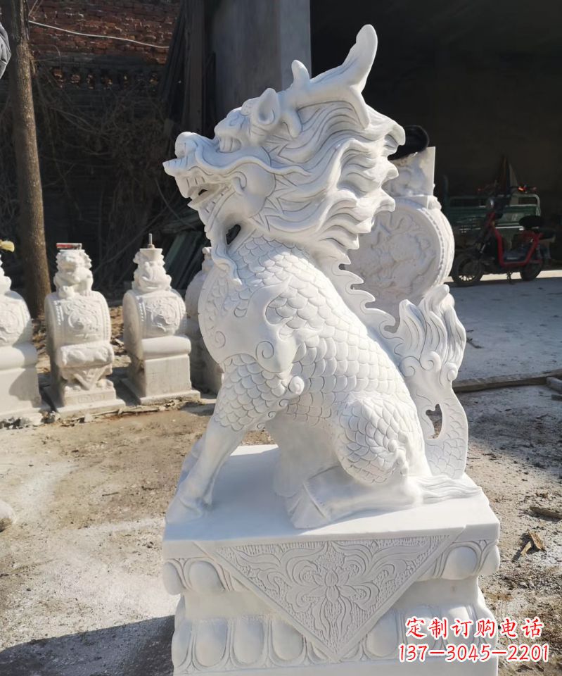 东营石雕镇宅麒麟神兽雕塑