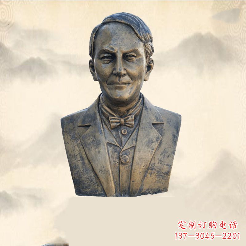 东营世界名人爱迪生纯铜头像雕塑-学校校园名人系列雕塑