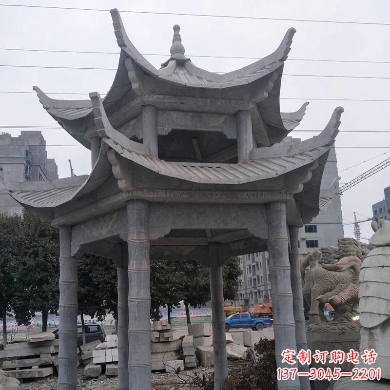 东营双层八角石雕凉亭