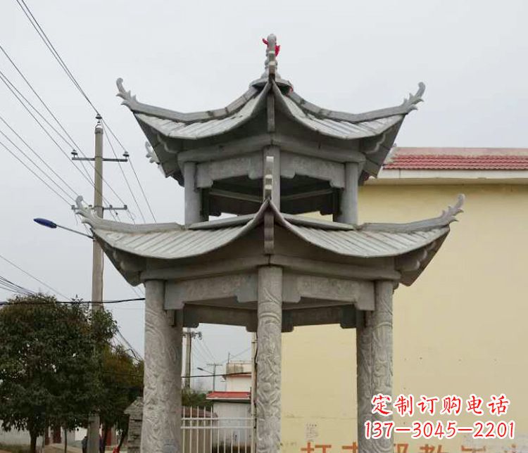东营双层仿古凉亭石雕 (2)