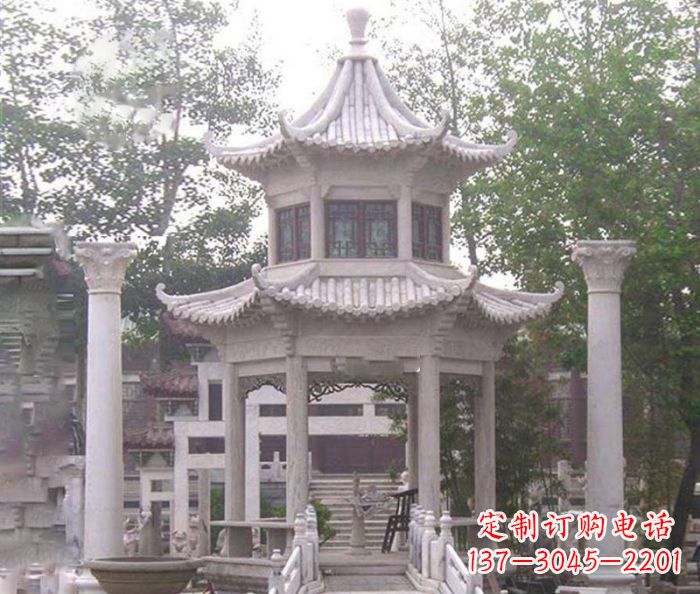 东营双层仿古凉亭石雕 (3)