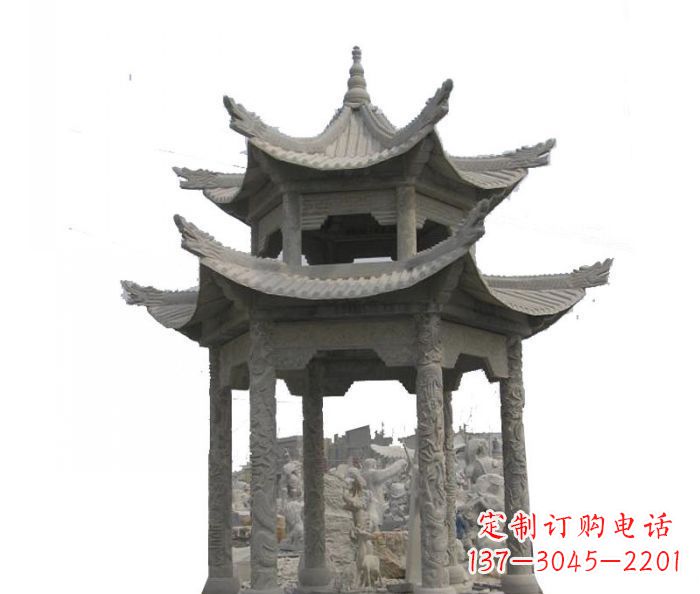 东营双层仿古石雕凉亭 (2)