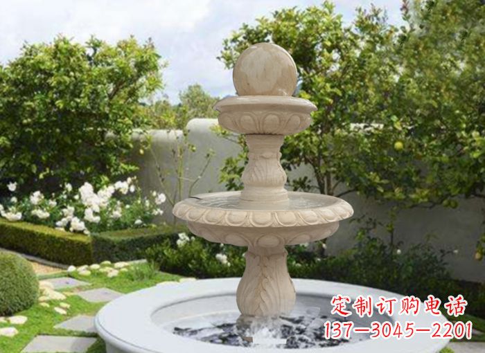 东营双层风水球喷泉别墅石雕