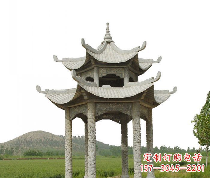 东营双层仿古石雕凉亭