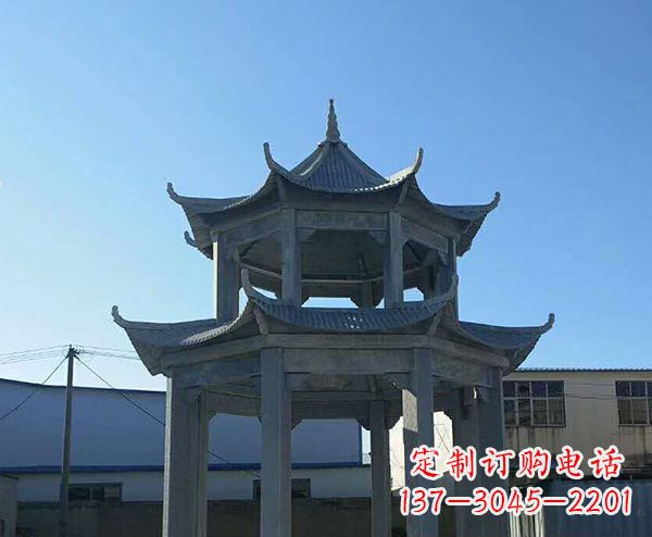东营双层仿古石凉亭石雕_1