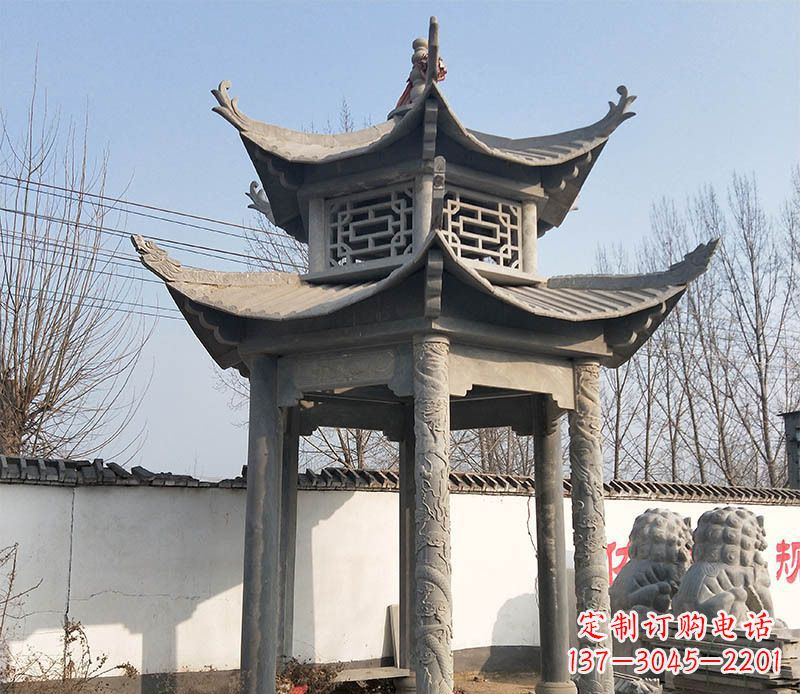 东营双层户外凉亭石雕 (2)