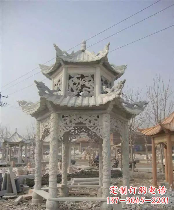 东营双层凉亭石雕