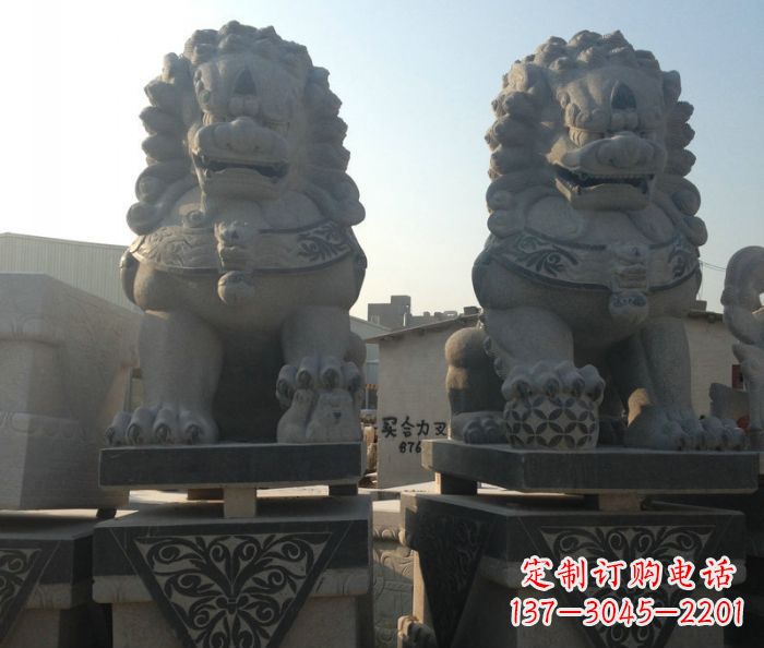 东营寺庙景观仿古石狮子 (2)