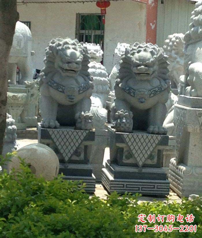 东营寺庙景观仿古石狮子
