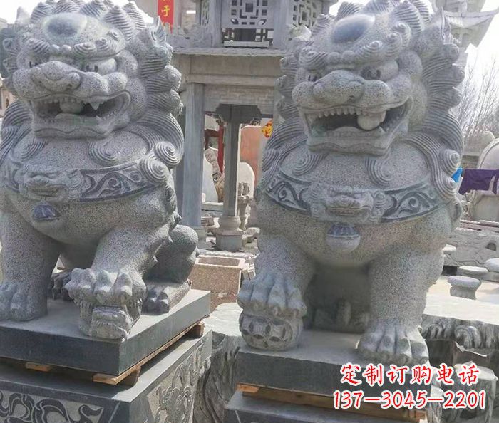 东营寺庙景观仿古石狮子 (3)
