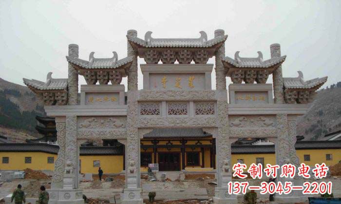东营寺庙景观三门五楼石牌坊