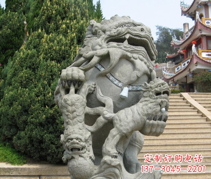 东营寺庙景观狮子石雕