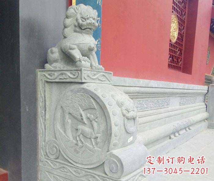 东营寺庙景观狮子石门墩抱鼓石