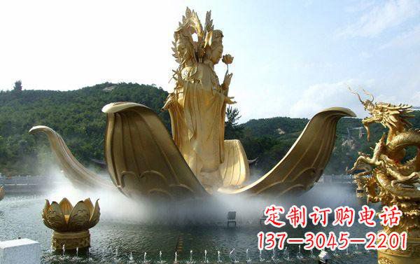 东营寺庙三面观音雕像