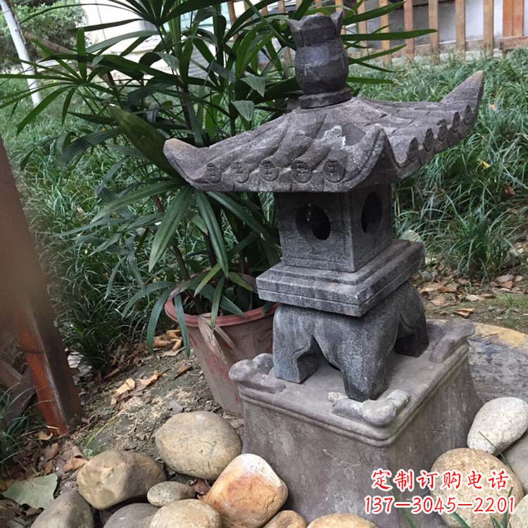 东营寺庙园林青石做旧仿古石灯